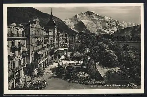 AK Interlaken, Hotels Viktoria & Jungfrau mit Anlage