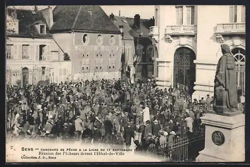 AK Sens, Concours de Pêche a la Ligne du 17 Septembre, Réunion des Pêchers devant l`Hôtel de Ville