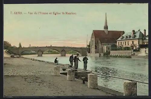 AK Sens, Vue de l`Yonne et Eglise St-Maurice