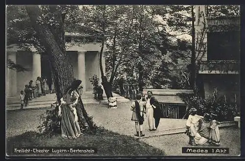 AK Luzern-Hertenstein, Freilicht-Theater, Szene aus Medea 1 Akt