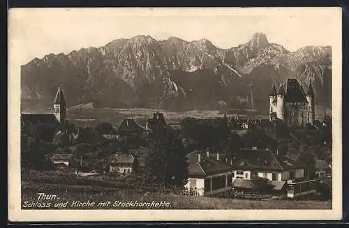 AK Thun, Schloss und Kirche mit Stockhornkette