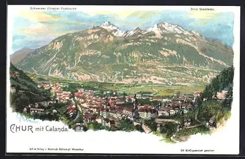 Künstler-Lithographie C. Steinmann: Chur, mit Calanda