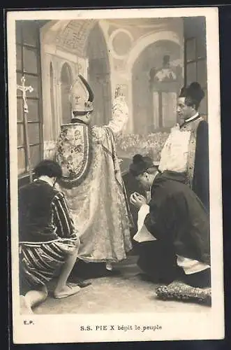 AK Papst Pius X. mit segnender Hand