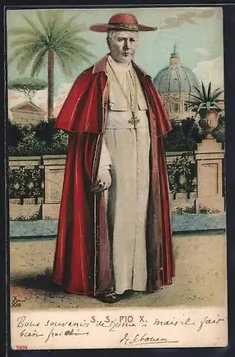 AK Papst Pius X. in Robe mit Kreuzkette