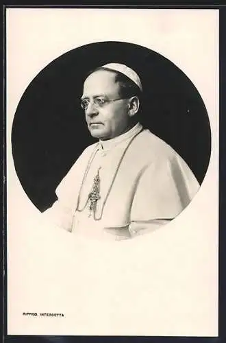 AK Portrait von Papst Pius XI. mit Kreuzkette