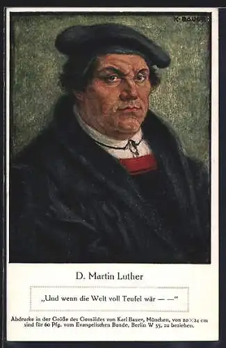 AK Portrait Martin Luther mit Mütze