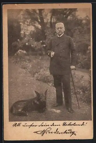 AK Paul von Hindenburg mit seinem Hund