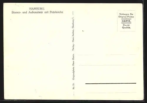 AK Hamburg, Binnen- und Aussenalster mit Petrikirche