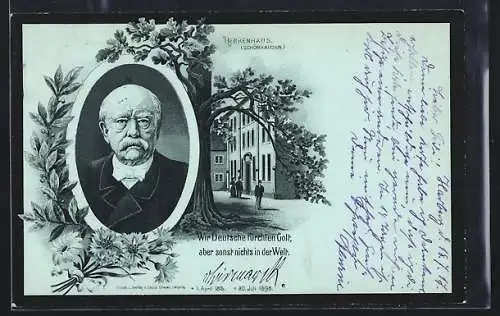 Lithographie Schönhausen, Herrenhaus, Otto von Bismarck