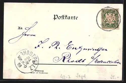 AK Waidmanns Heil, Jäger schiesst Vögel, Hasen, Rehbock