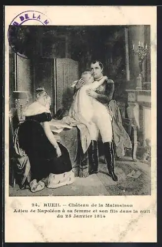 Künstler-AK Rueil, Château de la Malmaison, Adieu de Napoléon à sa femme et son fils dans la nuit 1914