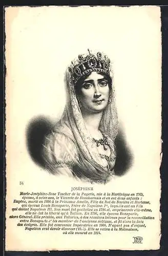 AK Marie-Josephine-Rose Tascher de la Pagerie von Frankreich, Portrait