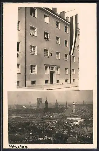 AK München-Haidhausen, Wohnhaus in patriotischem Flaggenschmuck 1933