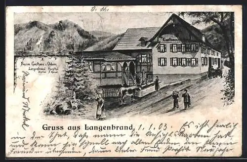 AK Langenbrand / Murgtal, Gasthaus zum Ochsen, Bes. A. Geisser, Aussenansicht