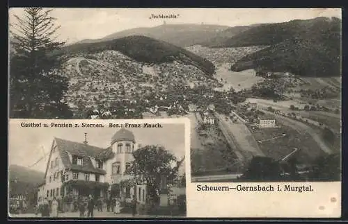 AK Scheuern-Gernsbach i. Murgtal, Gasthaus zum Sternen, Bes. Franz Mauch, Ortsansicht