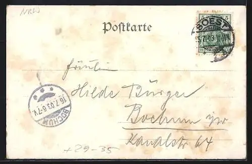 Passepartout-Lithographie Soest, Petri-Kirche, Wiese-Kirche, Thomae-Kirche & Patrokli-Dom in einem Kleeblatt