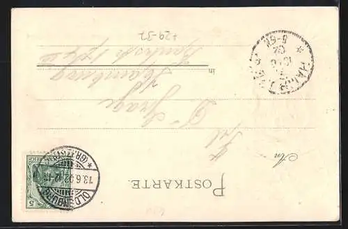 Passepartout-Lithographie Oldenburg / O., Ansicht vom Theater, Wappen