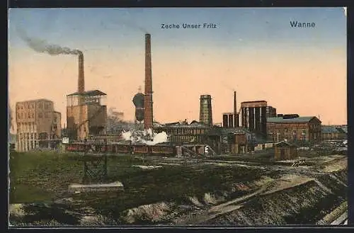 AK Wanne, Blick auf die Zeche Unser Fritz