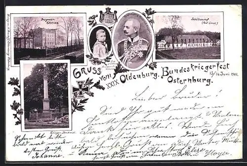 AK Oldenburg-Osternburg, Gasthof Schützenhof, Dragoner-Kaserne, Grossherzog Friedrich August von Oldenburg