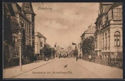 AK Oldenburg / O., Roonstrasse mit Ausstellungstor