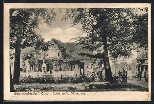 AK Eversten b. Oldenburg, Gasthaus Odeon, Bes. Gehr. Müller, Aussenansicht