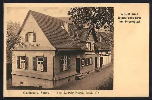 AK Staufenberg im Murgtal, Gasthaus zur Sonne, Bes. Ludwig Kugel