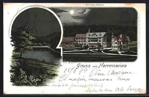 Lithographie Herrenwies, Kurhaus, Herrenwieser-See