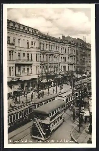 AK Berlin-Tiergarten, Potsdamerstrasse a. d. Lützowstrasse mit Strassenbahnen