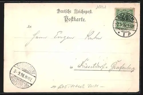 Lithographie Bochum, Restaurant im Stadtpark v. W. Werner, Wolfsschlucht