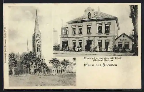 AK Eversten, Restaurant und Gasthaus Tivoli v. Gerhard Martens, Kirche