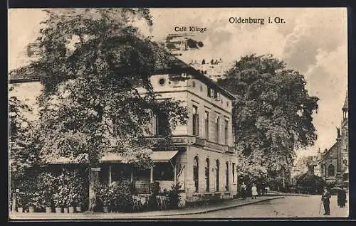 AK Oldenburg i. Gr., Café Klinge mit Terrasse