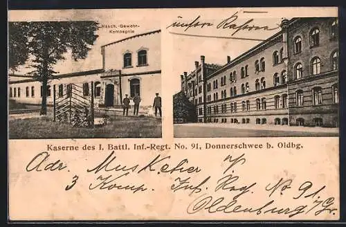 AK Donnerschwee b. Oldbg., Kaserne des I. Battl. Inf.-Regt. No. 91, Masch.-Gewehr-Kompagnie