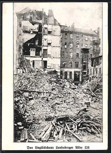 AK Berlin-Lichtenberg, Zerstörtes Haus in der Landsberger Allee 116