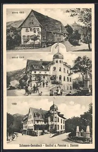 AK Scheuern-Gernsbach, Gasthof-Pension z. Sternen in den Jahren 1813, 1903 und 1933