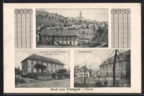 AK Trebgast i. Oberfr., Handlung und Gasthaus von Christian Hahn, Strassenpartie