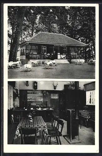 AK Rotenfels / Murgtal, Park-Restaurant v. Karl Vieser, Garten- und Innenansicht