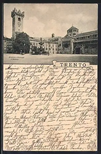 AK Trento, Piazza Grande I Duomo, Frühe Ansichtskarte