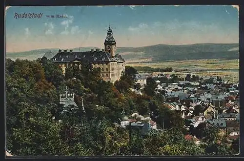 AK Rudolstadt, Ortsansicht vom Hain mit Schloss