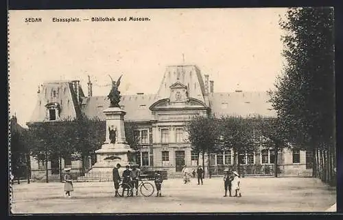 AK Sedan, Elsassplatz, Bibliothek und Museum