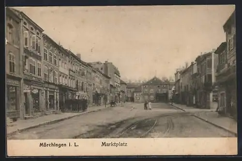 AK Mörchingen, Marktplatz mit Benzin-Geschäft