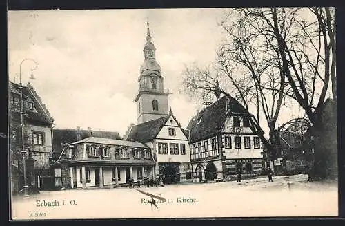 AK Erbach i. O., Rathaus u. Kirche