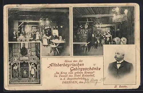 AK Dresden-Neustadt, Gasthaus im Tunnel des Hotel Kaiserhof a. d. Augustusbrücke, Inneansicht