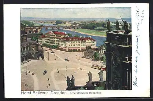 AK Dresden, Blick zum Hotel Bellevue