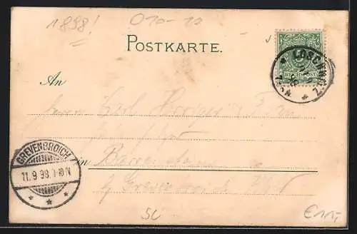 Künstler-AK Dresden-Loschwitz, Schülerhaus und Teilansicht des Ortes