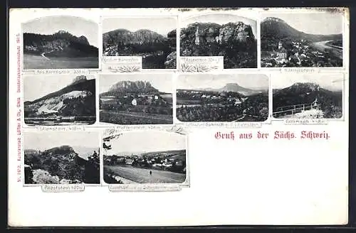 AK Königstein / Sächs. Schweiz, Blick zum Ort, Gohrisch, Pfaffenstein, Rauenstein