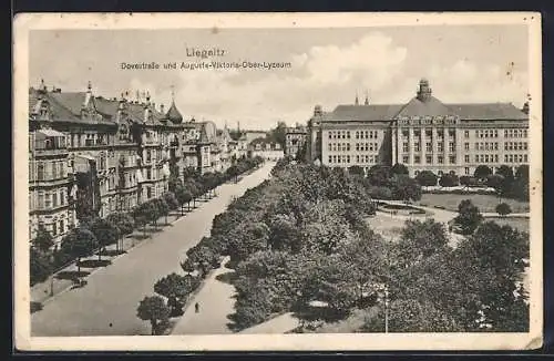 AK Liegnitz, Dovestrasse und Auguste-Viktoria-Ober-Lyzeum