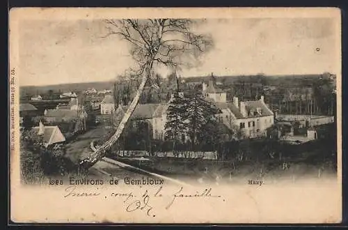 AK Mazy /Gembloux, Totalansicht mit Strasse aus der Vogelschau