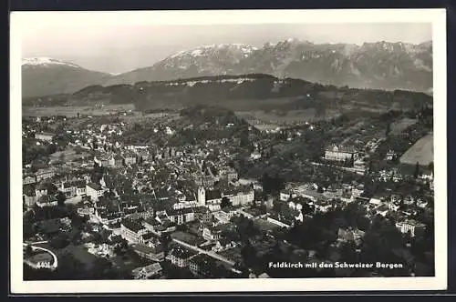 AK Feldkirch, Ansicht mit den Schweizer Bergen