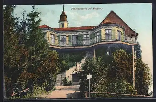 AK Gebhardsberg bei Bregenz, Gasthaus und Wald