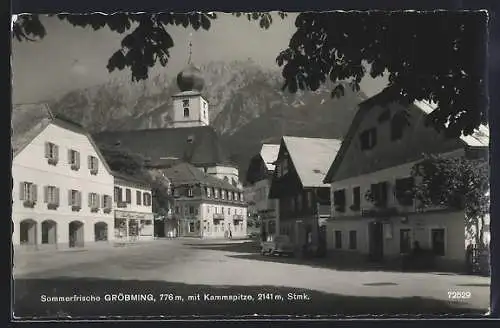 AK Gröbming /Stmk., Strassenpartie mit Gasthof Steiner und Kammspitze